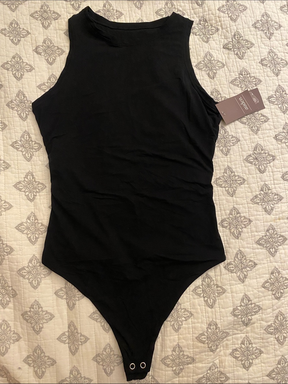 Auden Black Sleeveless Ribbed Bodysuit